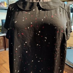 Torrid Babydoll Peter Pan Collar Star Print semi sheer size 1x 16